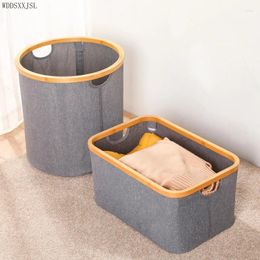 Laundry Bags WDDSXXJSL Large Capacity Dirty Clothes Storage Basket Bamboo Wood Handle Fabric Folding Home Decor