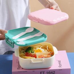 Storage Bottles 2024 Double-layer Lunch Box Portable Compartment Fruit Food Microwave With Fork And Spoon Picnic Fresh