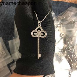 Tiffanncy High End jewelry necklaces for women key tail Flower Pendant Necklace jewelry high version back full diamond necklace Original 1:1 With Real Logo and box