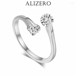 Cluster Rings ALIZERO 925 Sterling Silver Zircon Ring For Women Engagement Bride Eternity Band Wedding Jewellery