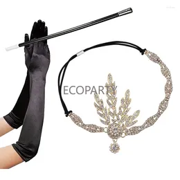 Party Supplies 38 1920s Flapper Great Gatsby Accessories Set Leaf Medallion Pearl Headband Black Gloves Cigarette Holder 3 Pcs Costume