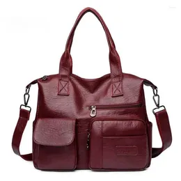 Shoulder Bags 2024 Women Leather Handbags High Quality Sac A Main Female Bag Vintage Large Capacity Tote Ladies Travel