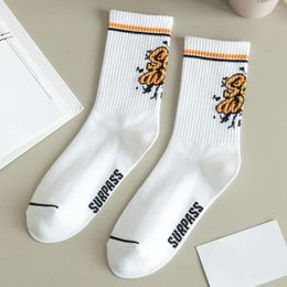 Women Socks 3 Pairs Ribbed Tube Letter Cycling Gym Woman Ankle Friends Japan Sleep Funny Exercise Comfy Jogging Streetwear