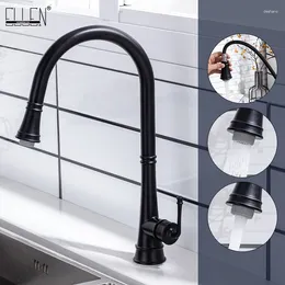 Kitchen Faucets ELLEN Pull Out Mixer Tap Black Cold Water Swivel 360 Degree ELK5416