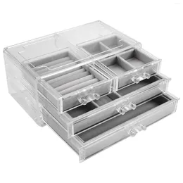 Jewelry Pouches Acrylic 3-Layers Storage Box Drawer Ring Earrings Display Cufflinks Organizer Dustproof Case