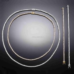 Real Gold Tennis Chain 2MM to 8MM Size Womens Moissanite Diamond CZ ZIRCON Necklace necklace sets for women jewelry
