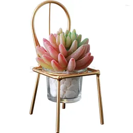 Candle Holders Iron Chair Modern Simple Handicraft Landscape Flower Desktop Potted Geometric Ornament
