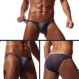 Underpants Men's Mini Smooth Soft Sheer Briefs Breathable Ultra Thin Underwear Summer Bikini PantiesU Convex 8 Colours