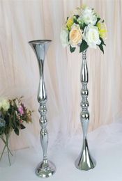 10PCS Silver Metal Candle Holders Flower Vases Candlestick Wedding Table Centrepieces Event Road Lead Party Candle Stands Rack Y204056902