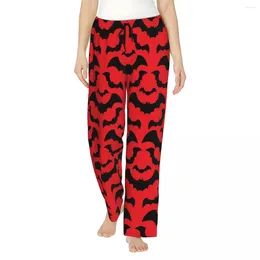 Women's Sleepwear Custom Print Gothic Witch Bats Pattern Pyjama Pants Womens Ghost Halloween Sleep Bottoms With Pockets