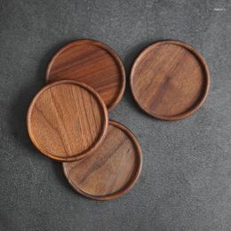 Table Mats 1PC Wooden Tea Coffee Cup Pad Walnut Wood Coasters Durable Heat Resistant Round Bowl Teapot Mat Home Placemats Decor