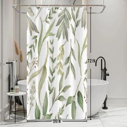 Shower Curtains Tropical Green Plants Waterproof Polyester Half Size Romantic Curtain Bathroom Decor With Hooks 90x180CM