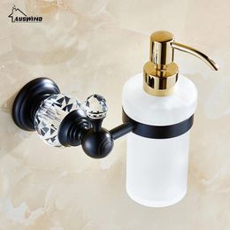 Liquid Soap Dispenser European Style Wall-mounted Brass Squeeze Separator Antique Glass Container Bathroom Accessories