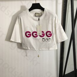 Embroidered Letter White Shirt Women Summer Thin Loose Short Sleeve Crop Tops Breathable Sweatshirt Classic Shirt