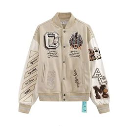Y2K American Vintage high street hip-hop multi-letter embroidery high quality baseball uniform mens and womens loose coat 240511