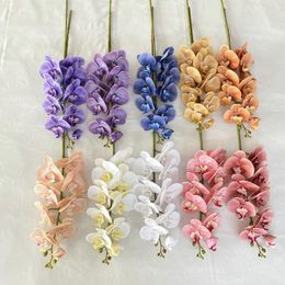 Decorative Flowers 9-head 3D French Phalaenopsis Home Decoration Artificial Flower Wedding El Placement Arrangement