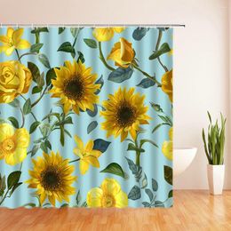 Shower Curtains Sunflower Plant Creative Home Printed Curtain Modern Simple Bathroom Accessories Waterproof For Banheiro