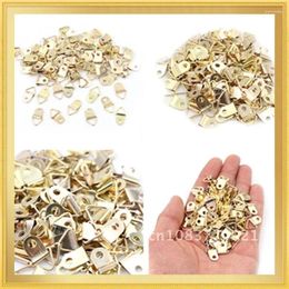 Frames Wholesale 100 Golden Triangle D-Ring Picture Hanging Hooks Hangers For Oil Painting Mirror Frame Pieces