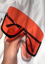 Sunglasses Rimless Oversized Pne Piece Shield Black Red For Women Vintgae Candy Colour Mask Eyewear Female Hip Hop Sun Glasses8824582