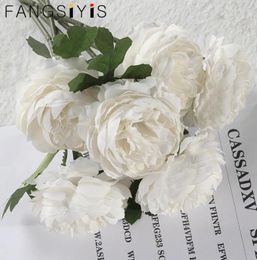 Decorative Flowers 5PCSRose Decor Po Props Fake Vintage Artificial Peony Silk Bouquet Wedding Home Decoration Flower