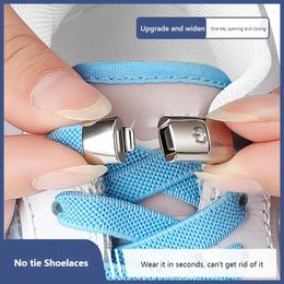 Shoe Parts 1Pair Lock Elastic Shoelaces Without Ties Laces Sneaker Widened Flat No Tie Kids Adult Shoelace For Shoes Accessories