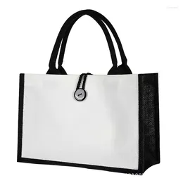 Storage Bags Burlap Canvas Patchwork Tote Bag Large Capacity Shopping Portable White Eco-friendly Waterproof Handbag Organiser
