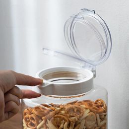 Storage Bottles Transparent Lid Jar Square Press Sealed Kitchen Plastic Moisture-proof Flour Spice Tank