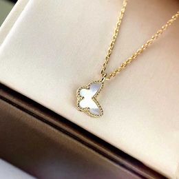 Designer Necklace Vanca Luxury Gold Chain S925 Silver Exquisite Butterfly for Women and Style White Fritillaria Collarbone Chain and Simple Neck 8SBS