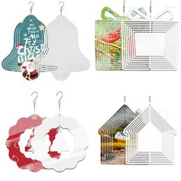 Decorative Figurines Sublimation Blank 3D Rotary Wind Spinner Chimes Metal Rotating Windchimes Hang Decor Garden Outdoor DIY Gifts Ornament
