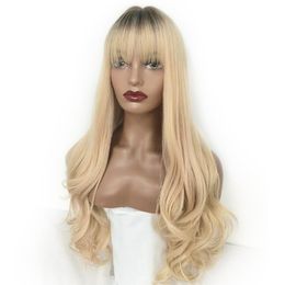 High Quality Europe and America Long Straight Human Hair Wig with Baby Hairs Brazilian Pre-Plucked Lace Front Synthetic Wigs For Women Girls Dropshipping