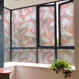 Window Stickers Simple Pink Static Glass Film Privacy Protection Decoration Geometric Pattern Bedroom Room Home BLT3051