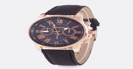 Unisex Classic Geneva Leather PU Quartz Alloy Dial Watches for Men Women fashion Roma Mens Students Casual dress rose gold Colours7881580