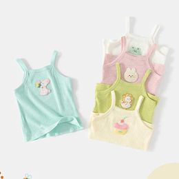 Camisole meninas de meninas sem mangas camisetas crianças top de algodão de 1 a 6 anos de idade infantil infantil tanque infantil 2024 tanque de verão topl2405