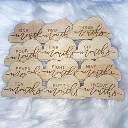 Party Decoration 12 PCS WoodenCloud Shape Born Milestone Cards Baby Monthly Record Commemorative Pography Props Gift Po