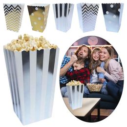 Take Out Containers 10pcs Paper Popcorn Boxes Gold Silver Mini Cookie Wrapping Movie Theater Decor Carnival Circus Party Bowl