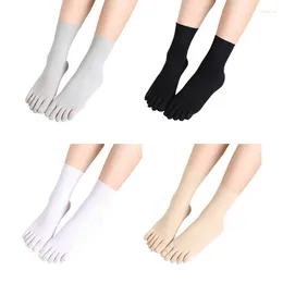 Women Socks Woman Ribbed Five Finger Sock Thin Breathable Solid Color Toe