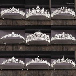 Hair Clips Silver Color Crystal Rhinestone Crown And Tiara Wedding Accessories Bridal Tiaras Headpiece Women Diadem