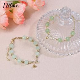 Charm Bracelets 1Pc Romantic Rose Imitation Jade Bracelet Niche Design Light Luxury High-end Hand Jewellery Accessories