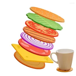 Table Mats 8 PCS Burger Coasters Hamburger Silicone Insulation Mat Mug Holder Funny Shaped Decorations