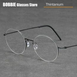 High Quality Glasses Frame Pure Screwless Round Eyewear Eyeglasses Men Woman Prescription Optical Lenses GAFAS 2024 240507