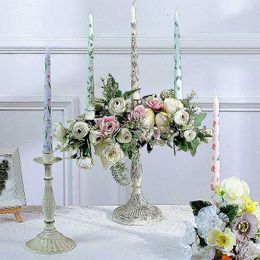 5Pcs Candles 9.5 Taper Scented Candles Romantic Hand Painted Rose Long Candle for Dinner Table Decoration Wedding Country Decor