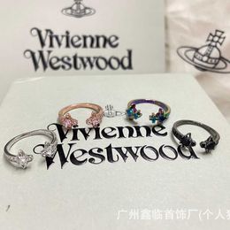 Designer High version of Westwoods opening Saturn ring double diamond sparkling star Instagram fashionable and versatile for women Nail