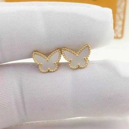 Elegant and noble master design vanlycle earrings white butterfly for women fashionable versatile trendy with common vanly