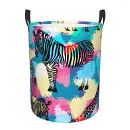Laundry Bags Waterproof Storage Bag Zebra And Giraffe Household Dirty Basket Folding Bucket Clothes Toys Organiser