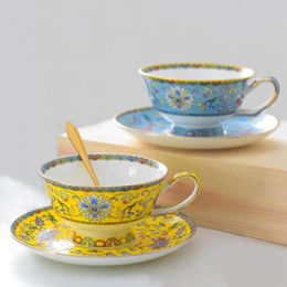 Mugs Chinese Color Enamel Bone China Coffee Cups European Afternoon Tea Cup Kit Nice Quality Ceramic Mug Teaware Home Decor