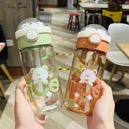 Water Bottles Cartoon Cup For Girls And Students Large-capacity Summer Sports Plastic Portable Children's School Special Straw