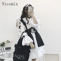 Casual Dresses Black And White Lolita Style Gothic Maid Dress Sweet Girl Cute Japanese JK Cosplay Costumes Performance For Women