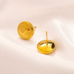 Fashion Simple Designer Brand Letter Stud Earrings Luxury Women Gold Plated Stainless Steel Geometry Round Earring Girls Wedding Party Jewellery Accessories