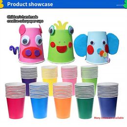 Disposable Cups Straws 10PCS Children DIY Party Colored Paper Suitable For Wedding Kids Kindergarten School Art Craft Educational Toys