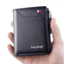 Storage Bags Men's Wallet Brand Casual Vintage Short PU Leather Billetera Hombre Luxury Zipper Coin Pouch Piggy Bank Organiser
